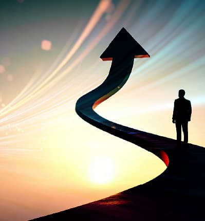 Business leader on a path symbolizing enterprise growth and digital transformation