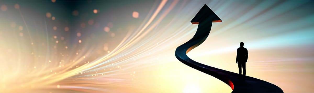 Business leader on a path symbolizing enterprise growth and digital transformation