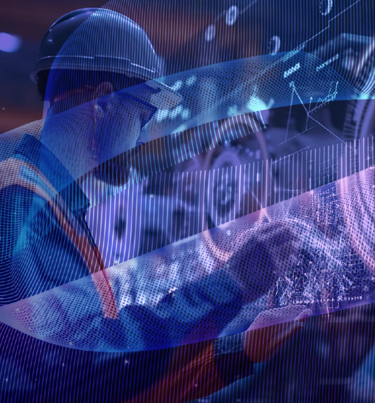 Smart factory dashboard showing SAP Build low-code automation with connected machines and real-time operations