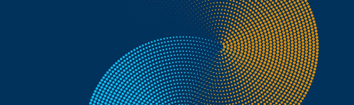 Discover SAP SuccessFactors and Office 365 integration benefits with vibrant intersecting dots on a sleek blue background.