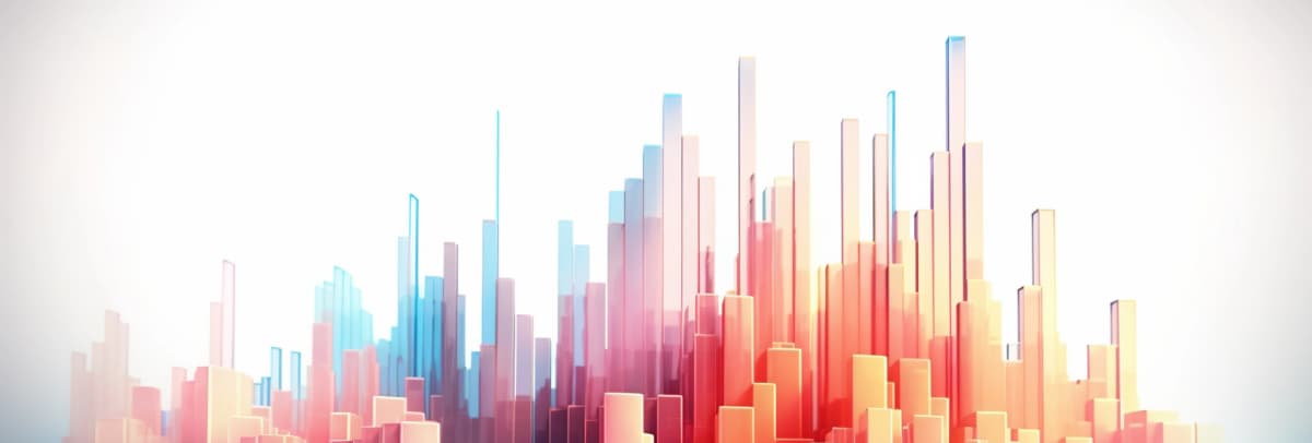 Abstract 3D visualization of colorful data bars representing analytics and digital growth