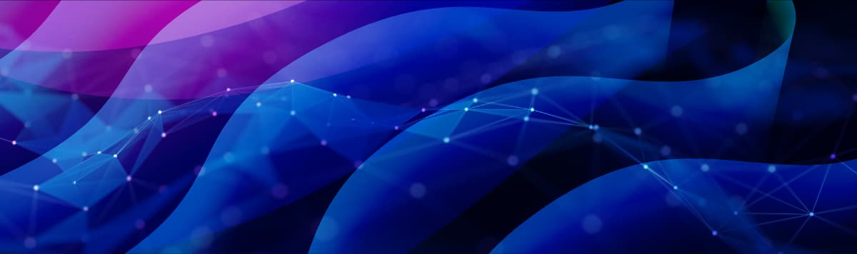 Purple and blue abstract digital waves with network connections representing global connectivity and data communication