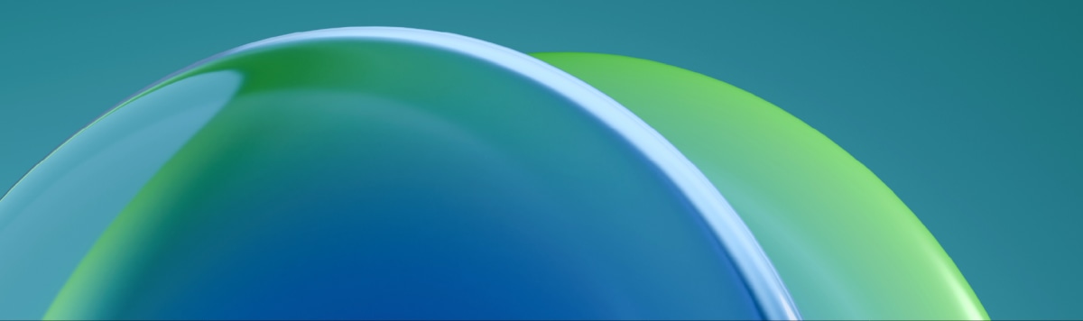 Blue and green curves overlapping on teal, symbolizing medical device sales and service teams aligned as one company.