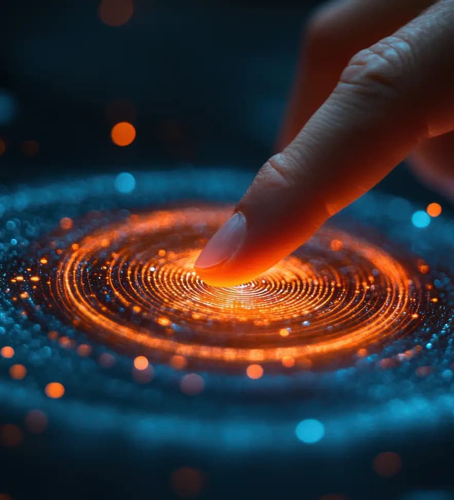 Finger interacting with digital interface