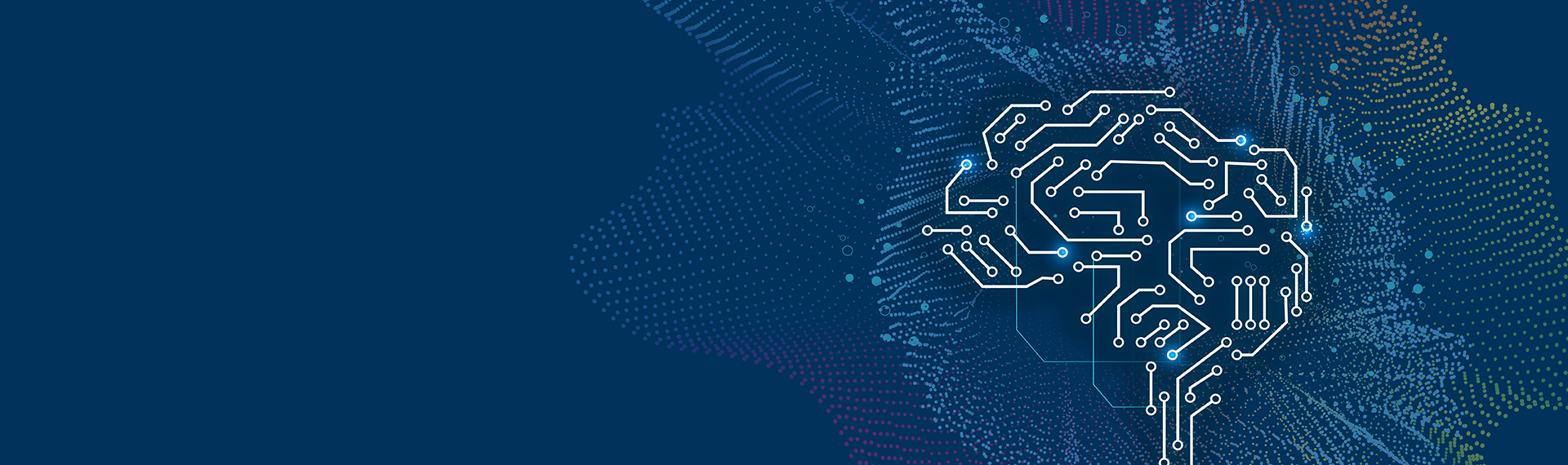 Person interacting with digital touchscreen interface displaying AI and futuristic technology elements